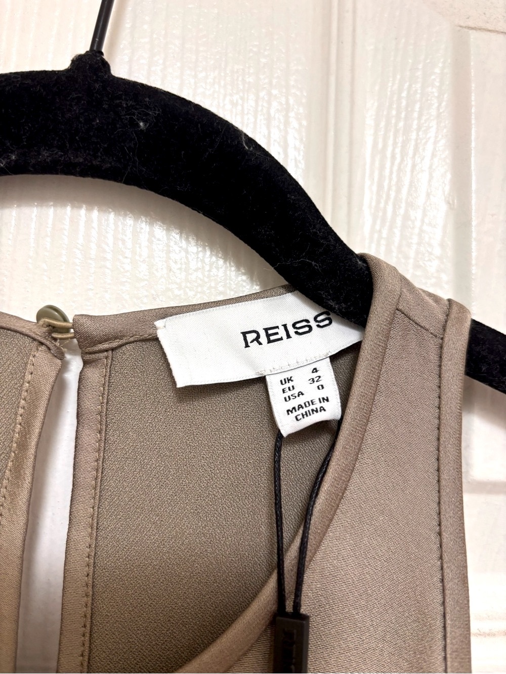 NWT REISS Satin Drape Tuck Midi dress in Khaki - Picture 6 of 10